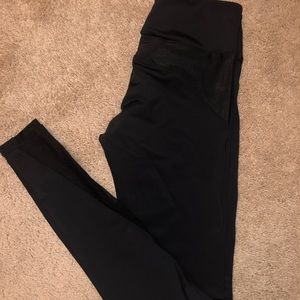 Onzie Black Leggings - Mesh Ankle Snake Print Top